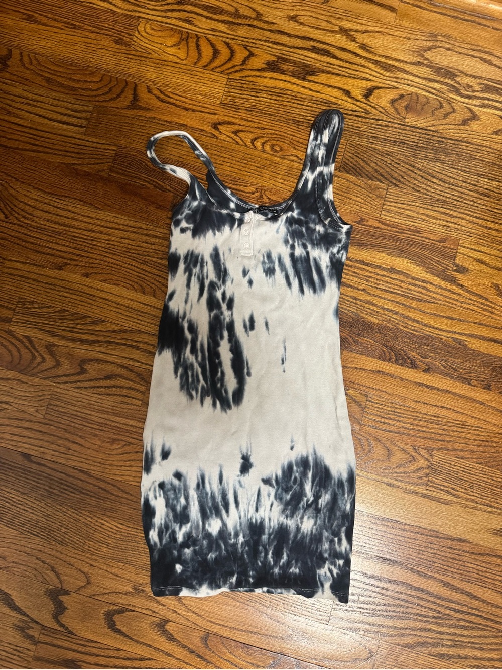 Zara Black & White Tie-Dye Scoop Tank Mini Dress
